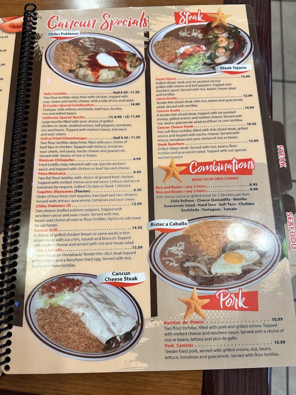 Drinks menu featuring beer, cocktails, and horchata.